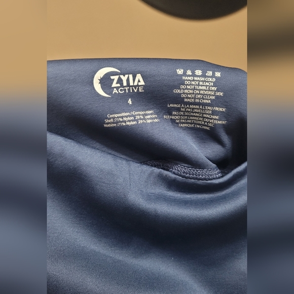 EUC ZYIA Active Bare Primo Mesh Panel Leggings Blue and White Size 4 - Picture 8 of 10